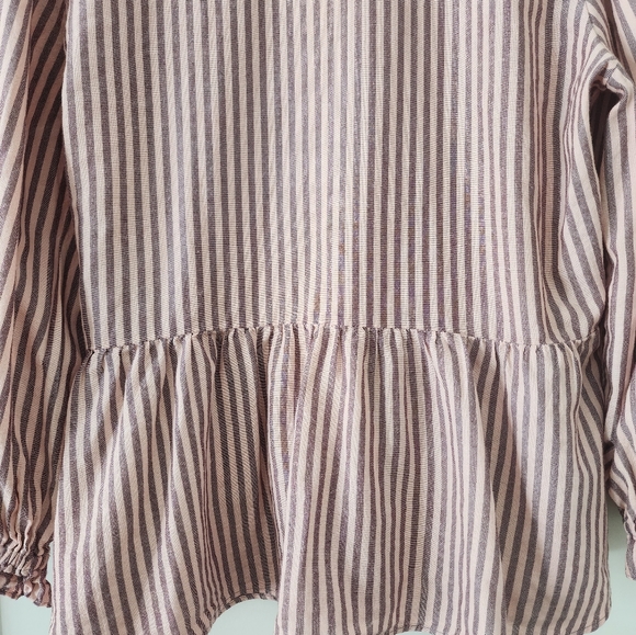 Madewell Puff Sleeve Peplum Wrap Top in Stripe Size Medium - Picture 7 of 11